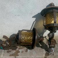 Coppia Lanterne Vintage Ferro Battuto e Vetro