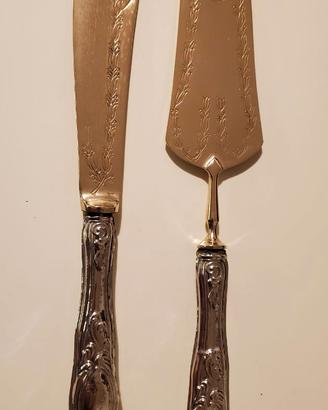Set da torta con impugnatura in lamina d'argento