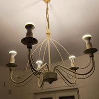 Lampadario 5 bracci bianco antico