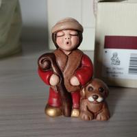 Pastore con cane statuina presepe Thun