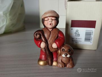 Pastore con cane statuina presepe Thun