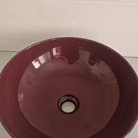 Lavabo da appoggio 44x44 bordeaux lucido