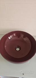 Lavabo da appoggio 44x44 bordeaux lucido