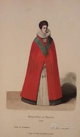 Stampa antica colorata di metà Ottocento 