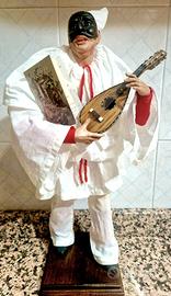 Pulcinella suonatore di Mandolino artigianale 45cm