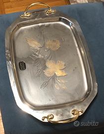 Vassoio in inox con decorazioni in oro 24kt