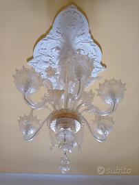 Lampadario Vetro di Murano oro 6 lampade a lume