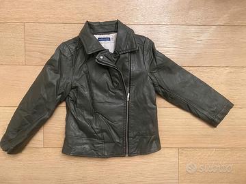 Giacca pelle bambina nero/grigio 6_7 anni