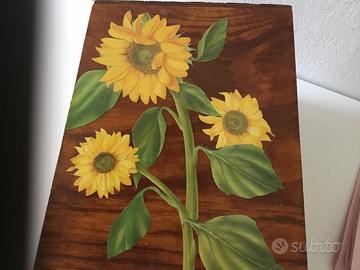 Bauletto legno decorato con girasoli