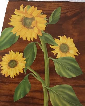 Bauletto legno decorato con girasoli