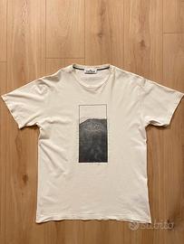 Maglietta T-Shirt Stone Island Panna Cotone Stampa