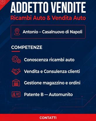 addetto vendite ricambi auto e concessionaria 