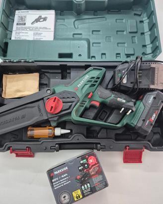 Motosega ricaricabile  e batteria di riserva 