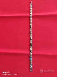 Bracciale uomo acciaio argento e turchese 