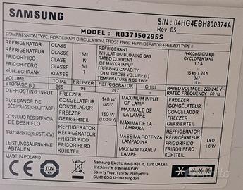 Ricambi frigo Samsung mod. RB37J5029SS