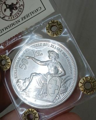 rara moneta d'argento da 50 franchi svizzera 