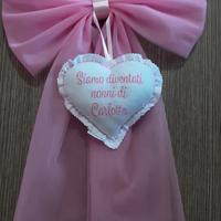 Fiocco nascita rosa ricamato siamo diventati nonni