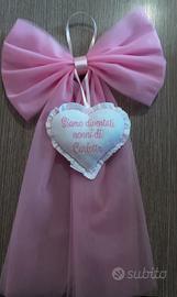 Fiocco nascita rosa ricamato siamo diventati nonni