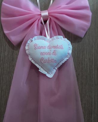 Fiocco nascita rosa ricamato siamo diventati nonni