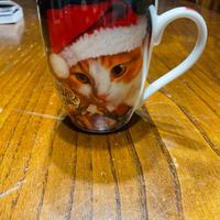 Tazza natalizia con decorazione di gatto