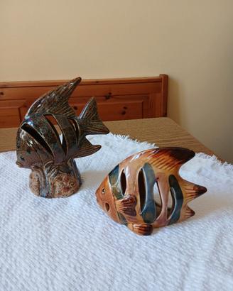porta candela  ceramica  a forma  di pesce  