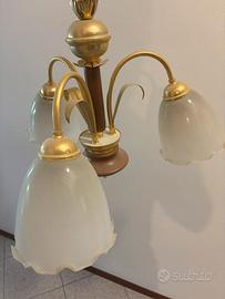Lampadario e coppia di abat-jour vintage