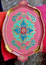 Vassoio Fiorentino Vintage restaurato Shabby Chic