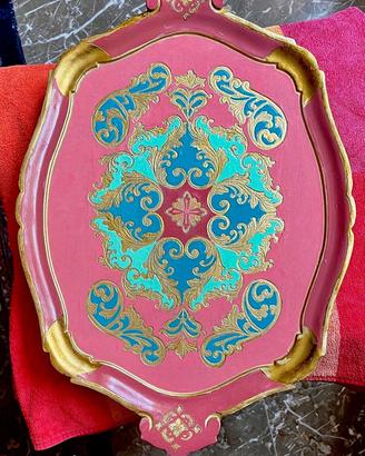 Vassoio Fiorentino Vintage restaurato Shabby Chic