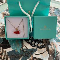 Collana argento con ciondolo in corallo