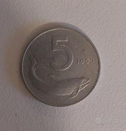 5 lire delfino 1953