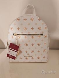 Zaino Valleverde Bianco con monogrammi in ecopelle