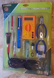 Kit 12 Utensili Elettronica Saldatore Multimetro