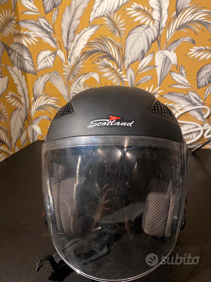 Scotland Casco Jet Moto Classic Nero Opaco – Con Visiera Trasparente Ampia, Chiusura Micrometrica, Imbottitura Traspirante, Taglia L