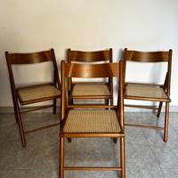 Set 4 sedie pieghevoli legno e paglia vienna