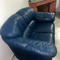 Divano in pelle blu 2 posti