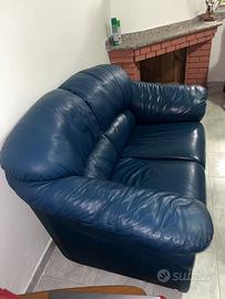 Divano in pelle blu 2 posti