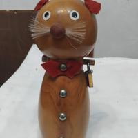 Salvadanaio Gattino in Legno Artigianale - h.20cm