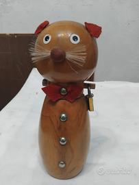 Salvadanaio Gattino in Legno Artigianale - h.20cm