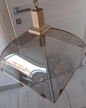 Lampadario a soffitto di forma quadrata in ottone