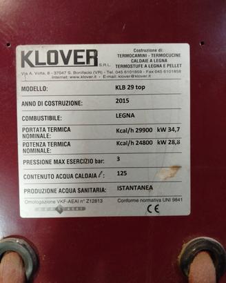 caldaia a legna KLOVER klb29
