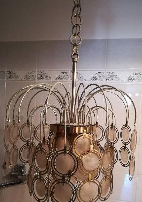 Lampadario di ottone e madreperla