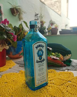 Lampada Decorativa in Bottiglia di vetro Azzurra