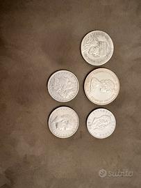 Lotto 5 Monete d'Argento Storiche e Mondiali