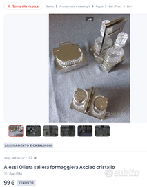Alessi Oliera saliera formaggiera Acciao cristallo
