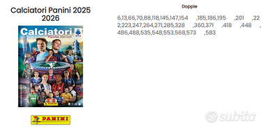 Figurine calciatori Panini 2025/2026