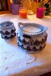 Cestini all'uncinetto con candela 