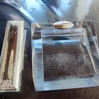 set da scrivania in plexiglass,argento e laminato