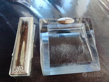 set da scrivania in plexiglass,argento e laminato