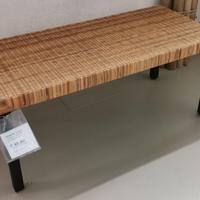 Panca in rattan intrecciato e legno, artigianale