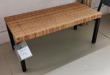 Panca in rattan intrecciato e legno, artigianale